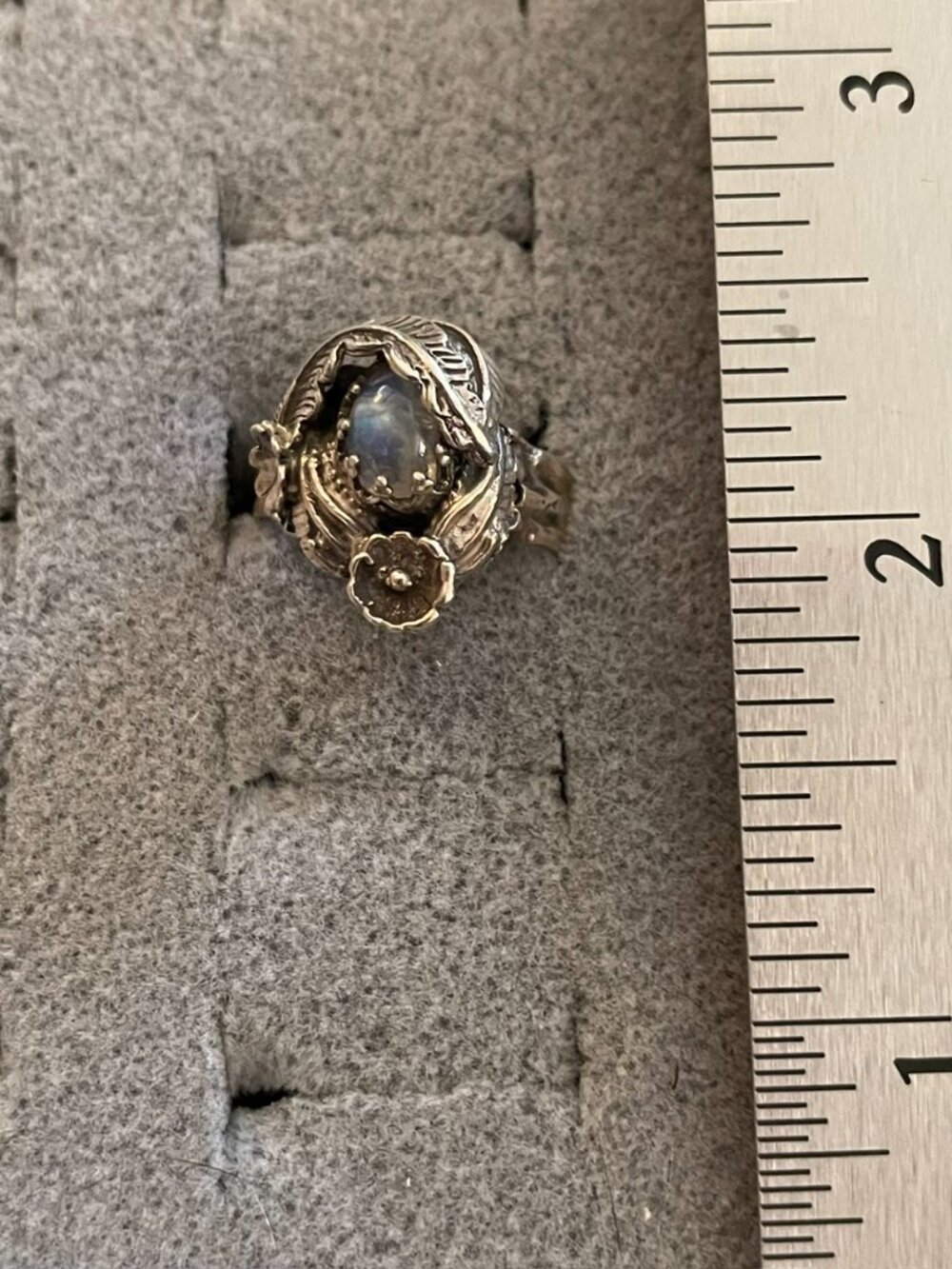 Vintage Sterling Silver Ring 6.5 Handmade Gemstone OOAK Bob Stringer Y2K $250 - Picture 5 of 16